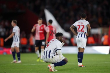 Cedric Kipre, West Browmich Albion ve Yann M 'Vila, West Bromwich Albion, Sky Bet play-off yarı final yarı final maçı Southampton' a karşı West Bromwich Albion, St Mary Stadyumu, 17 Mayıs 2024 