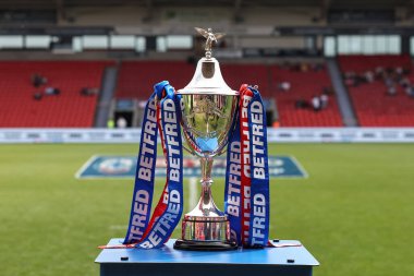 The Betfred Challenge Cup trophy during the Betfred Women's Challenge Cup match St Helens Women vs York City Knights Women at Eco-Power Stadium, Doncaster, United Kingdom, 18th May 2024
