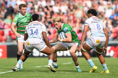 Leicester Kaplanları 'ndan Ollie Hassell-Collins Gallagher Premiership maçında Mattioli Woods Welford Road' da Leicester Tigers Exeter Chiefs 'e karşı, 18 Mayıs 2024