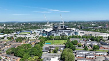An aerial view of the Etihad Stadium ahead of the Premier League match Manchester City vs West Ham United at Etihad Stadium, Manchester, United Kingdom, 19th May 2024 