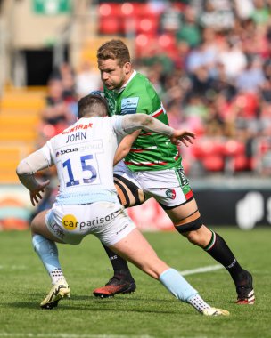 Olly Cracknell of Leicester Tigers makes a break during the Gallagher Premiership match Leicester Tigers vs Exeter Chiefs at Mattioli Woods Welford Road, Leicester, United Kingdom, 18th May 2024 clipart