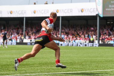 Gloucester Rugby 'den Chris Harris 18 Mayıs 2024' te Kingsholm Stadyumu, Gloucester, İngiltere 'de oynanan Gallagher Premiership maçı Gloucester Rugby-Newcastle Falcons maçında skoru 12-0 yaptı. 