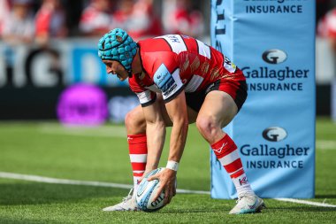 Josh Hathaway of Gloucester Rugby goes over for a try and makes the score 52-14 during the Gallagher Premiership match Gloucester Rugby vs Newcastle Falcons at Kingsholm Stadium, Gloucester, United Kingdom, 18th May 2024  clipart