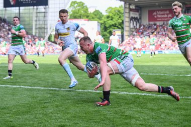 Leicester Tigers 'dan Tommy Reffell 18 Mayıs 2024' te Leicester Premiership maçında Mattioli Woods Welford Road, Leicester, İngiltere 'de Leicester Tigers' a karşı Exeter Chiefs maçına çıkıyor.