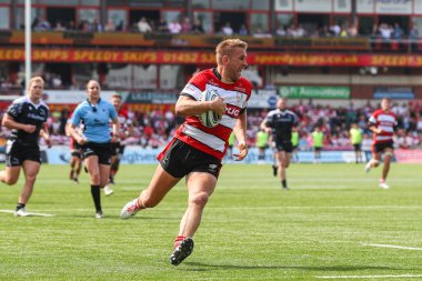 Chris Harris of Gloucester Rugby goes over for a try and makes the score 12-0 during the Gallagher Premiership match Gloucester Rugby vs Newcastle Falcons at Kingsholm Stadium, Gloucester, United Kingdom, 18th May 2024  clipart