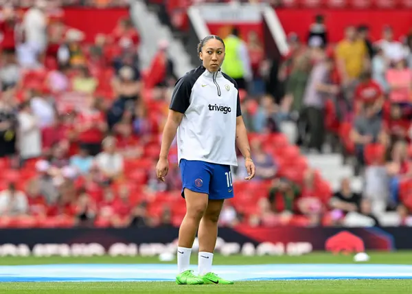 stock image Lauren James of Chelsea Women warms up ahead of the match, during the The FA Women's Super League match Manchester United Women vs Chelsea FC Women at Old Trafford, Manchester, United Kingdom, 18th May 2024 