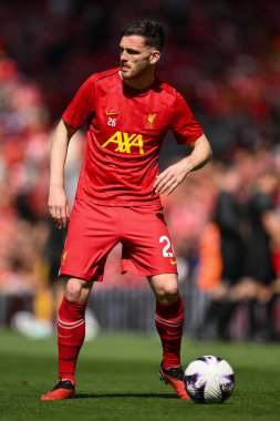 Andrew Robertson of Liverpool during the pre-game warmup ahead of the Premier League match Liverpool vs Wolverhampton Wanderers at Anfield, Liverpool, United Kingdom, 19th May 2024  clipart