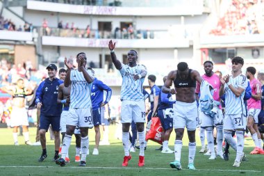 Moussa Niakhat of Nottingham Forest celebrates his teams win to guarantee safety after the Premier League match Burnley vs Nottingham Forest at Turf Moor, Burnley, United Kingdom, 19th May 2024