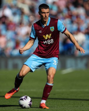 Maxime Esteve of Burnley in action during the Premier League match Burnley vs Nottingham Forest at Turf Moor, Burnley, United Kingdom, 19th May 2024