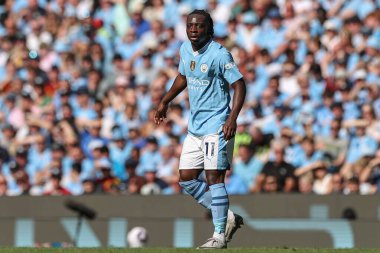 Manchester City 'den Jrmy Doku Premier League maçı sırasında Manchester City ile West Ham United Etihad Stadyumu, Manchester, İngiltere, 19 Mayıs 2024 