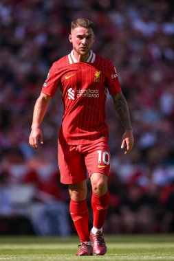 Liverpool 'dan Alexis Mac Allister 19 Mayıs 2024' te Anfield, Liverpool 'da Wolverhampton Wanderers' a karşı oynanan Premier League maçında 