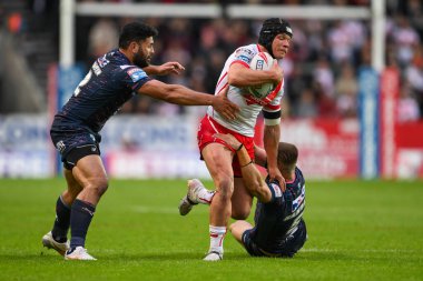St. Helens takımından Jonny Lomax, Leeds Gergedan takımından Ash Handley ve Leeds Gergedan takımından Rhyse Martin tarafından 24 Mayıs 2024 'te St Helens - Leeds Gergedan maçında yenildi. 