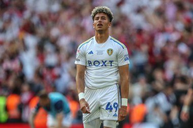 Mateo Joseph of Leeds United reacts after his team lose the Play-Off Final during the Sky Bet Championship Play-Off Final match Leeds United vs Southampton at Wembley Stadium, London, United Kingdom, 26th May 2024  clipart