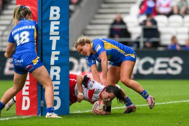 St Helens 'ten Faye Gaskin, 24 Mayıs 2024' te St Helens - Leeds Rhinos maçında St Helens - All Wicked Stadyumu, St Helens, İngiltere 