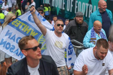 Leeds taraftarları Wembley 'e 26 Mayıs 2024' te Wembley Stadyumu 'nda Leeds United ve Southampton maçında geldiler. 