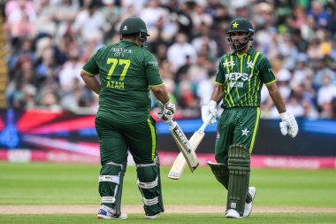 Azam Khan of Pakistan and Fakhar Zaman of Pakistan touch bats after they hit a four during the Vitality T20 International Series match England vs Pakistan at Edgbaston, Birmingham, United Kingdom, 25th May 2024  clipart