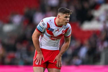 St. Helens 'den Jack Welsby, Betfred Süper Lig 12. raundunda St Helens' e karşı Leeds Gergedanları maçı sırasında St Helens, St Helens Stadyumu, 24 Mayıs 2024 