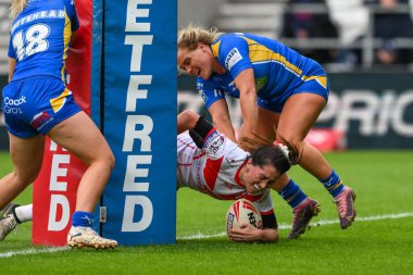 St Helens 'ten Faye Gaskin, 24 Mayıs 2024' te St Helens - Leeds Rhinos maçında St Helens - All Wicked Stadyumu, St Helens, İngiltere 