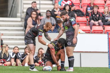 Wigan Warriors 'dan Junior Nsemba, 26 Mayıs 2024' te Salford Community Stadyumu, Eccles, Birleşik Krallık 'ta oynanan 12. 