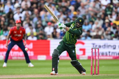 Imad Wasim of Pakistan hits for a single during the Vitality T20 International Series match England vs Pakistan at Edgbaston, Birmingham, United Kingdom, 25th May 2024  clipart