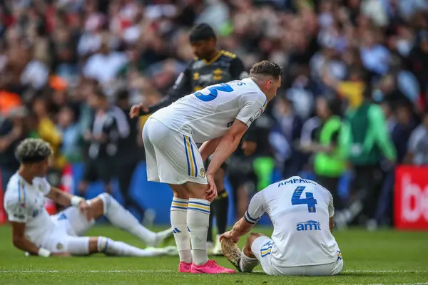 stock image Connor Roberts of Leeds United reacts after his team lose the Play-Off Final during the Sky Bet Championship Play-Off Final match Leeds United vs Southampton at Wembley Stadium, London, United Kingdom, 26th May 2024 