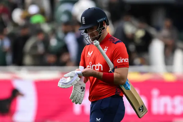 stock image Liam Livingstone of England leaves the field after Englands innings during the Vitality T20 International Series match England vs Pakistan at Edgbaston, Birmingham, United Kingdom, 25th May 2024 
