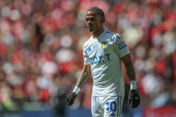 stock image Crysencio Summerville of Leeds United during the Sky Bet Championship Play-Off Final match Leeds United vs Southampton at Wembley Stadium, London, United Kingdom, 26th May 2024  