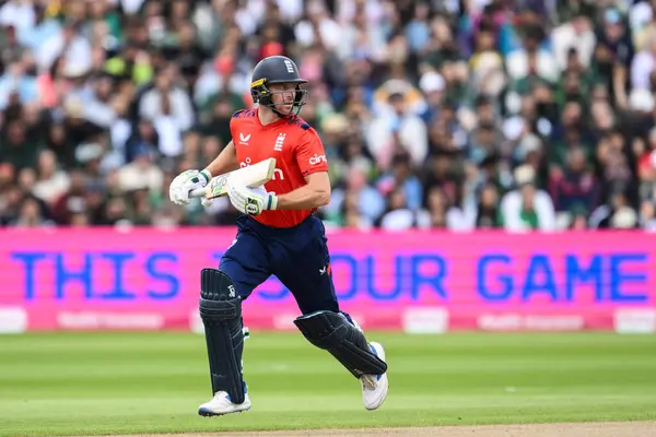 stock image Jos Buttler of England runs between the wickets during the Vitality T20 International Series match England vs Pakistan at Edgbaston, Birmingham, United Kingdom, 25th May 2024 
