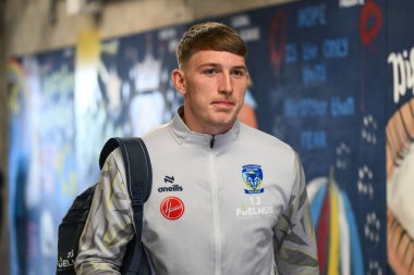 Warrington Wolves takımından Matty Nicholson, 1 Haziran 2024 'te Warrington Jones Stadyumu' nda oynanan Warrington Wolves vs Wigan Warriors maçında Betfred Süper Lig 13.