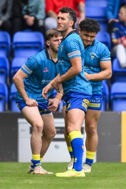 Warrington Wolves 'tan Stefan Ratchford, maç öncesi ısınma turunda, 1 Haziran 2024' te İngiltere 'nin Warrington şehrinde oynanan Halliwell Jones Stadyumu' nda oynanan Warrington Wolves vs Wigan Warriors 13.