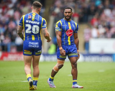 Warrington Wolves 'tan Connor Wrench, 1 Haziran 2024' te Warrington, İngiltere 'deki Halliwell Jones Stadyumu' nda oynanan 13. Betfred Süper Lig karşılaşmasında Warrington Wolves vs Wigan Warriors ile görüştü.