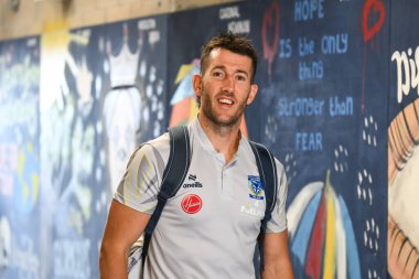 Warrington Wolves 'tan Stefan Ratchford, 1 Haziran 2024' te İngiltere 'nin Warrington kentinde oynanan Halliwell Jones Stadyumu' nda oynanan Warrington Wolves vs Wigan Warriors maçının 13.