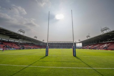 St Helens - Wicked Stadyumu 'nun genel görünümü, St Helens - Wigan Warriors maçında St Helens - Wigan Warriors maçı sırasında St Helens Stadyumu, St Helens, Birleşik Krallık, 31 Mayıs 2024