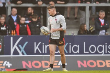 St. Helens 'den Jack Welsby, 31 Mayıs 2024' te St Helens - Catalans Dragons maçında oynanan Betfred Süper Lig 13. Raundu öncesi ısınma maçında...
