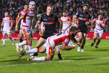 Katalan Ejderhaları 'ndan Julian Bousquet, 31 Mayıs 2024' te St Helens ve Catalans Dragons arasında oynanan Betfred Süper Lig 13.