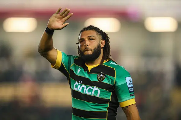 stock image Lewis Ludlam of Northampton Saints waves to the fans after the Gallagher Premiership Play-off Semi-final match Northampton Saints vs Saracens at Cinch Stadium at Franklin's Gardens, Northampton, United Kingdom, 31st May 2024