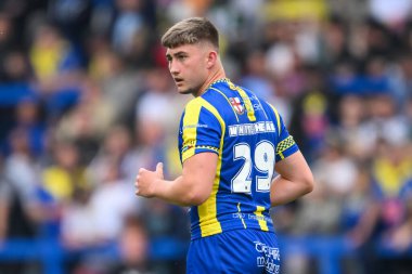 Warrington Wolves 'un Tom Whitehead' i Betfred Süper Lig 13. Raundunda Warrington Wolves, Wigan Warriors 'a karşı Halliwell Jones Stadyumu, Warrington, 1 Haziran 2024