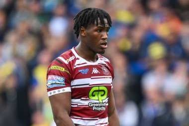 Wigan Warriors 'dan Junior Nsemba Betfred Süper Lig 13. Raundunda Warrington Wolves Wigan Warriors' a karşı Halliwell Jones Stadyumu, Warrington, 1 Haziran 2024