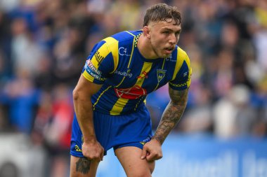 Warrington Wolves 'tan Sam Powell 13. Betfred Süper Lig karşılaşmasında Warrington Wolves, Wigan Warriors' a karşı Halliwell Jones Stadyumu, Warrington, 1 Haziran 2024