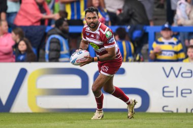 Wigan Warriors 'un Bevan Fransızı Betfred Süper Lig 13. Raundu' nda Halliwell Jones Stadyumu 'nda Warrington Wolves ve Wigan Warriors maçına çıktı.