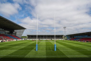 Salford Halk Stadyumu 'nun genel görünümü, Salford Red Devils' in evindeki Betfred Süper Lig 13. Raundu öncesinde Salford Red Devils, Londra Broncos 'a karşı Salford Community Stadyumu, Eccles, 2 Haziran 2024