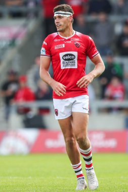 Salford Red Devils 'den Sam Stone, Betfred Süper Lig 13. Raundunda Salford Red Devils, Londra Broncos' a karşı Salford Community Stadyumu, Eccles, İngiltere, 2 Haziran 2024