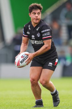 Londra Broncos takımından Oli Leyland, 13. Betfred Süper Lig karşılaşmasında Salford Red Devils, Londra Broncos 'a karşı Salford Community Stadyumu, Eccles, 2 Haziran 2024