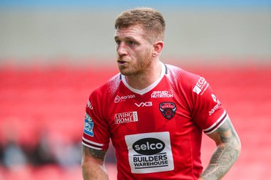 Salford Red Devils 'den Marc Sneyd, Betfred Süper Lig 13. Raundunda Salford Red Devils, Londra Broncos' a karşı Salford Community Stadyumu, Eccles, 2 Haziran 2024