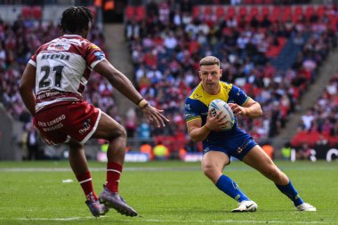 Warrington Wolves 'tan George Williams, 8 Haziran 2024' te Wembley Stadyumu 'nda oynanan Warrington Wolves vs Wigan Warriors final maçında maç yapıyor. 