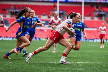Betfred Kadınlar Kupası final maçı sırasında Leeds Rhinos, St Helens 'e karşı Wembley Stadyumu, Londra, İngiltere, 7 Haziran 2024 