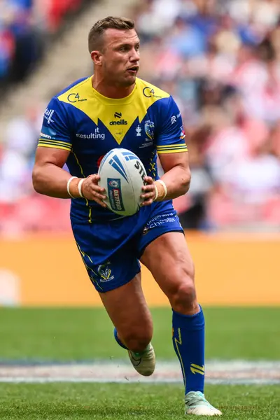 stock image Josh Drinkwater of Warrington Wolves in action during the Betfred Challenge Cup Final match Warrington Wolves vs Wigan Warriors at Wembley Stadium, London, United Kingdom, 8th June 2024 
