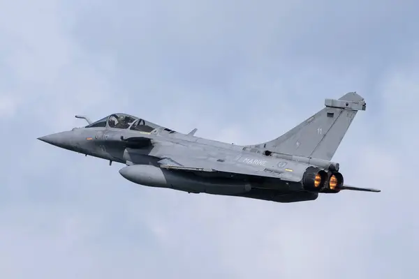 stock image Dassault Rafale of Flotille 11F Marine nationale French Navy, takes off, during the NATO Tiger Meet at Schleswig AB, Jagel, Germany, 7th June 2024