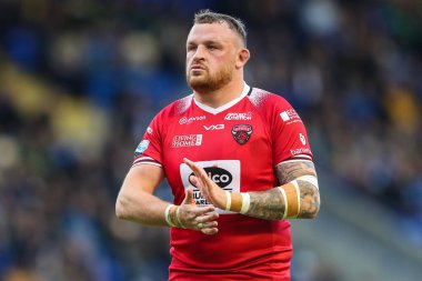 Salford Red Devils 'den Brad Singleton 14. Betfred Süper Lig karşılaşmasında Warrington Wolves, Salford Red Devils' e karşı Halliwell Jones Stadyumu, Warrington, Birleşik Krallık, 14 Haziran 2024 