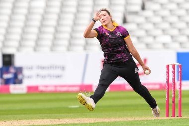 Katie George of Central Sparks delivers the ball during the Charlotte Edwards Cup match Central Sparks vs Lancashire Thunder at Edgbaston, Birmingham, United Kingdom, 14th June 2024  clipart